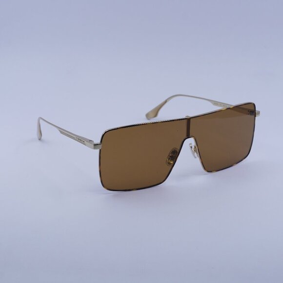 Victoria Beckham VB238S 723 Sunglasses Gold Shield Frame, Caramel Lenses - Picture 2 of 10